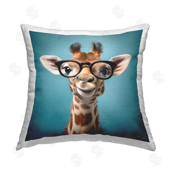 Stupell Industries Roozbeh | Giraffe & Black Glasses Printed Throw Pillow
