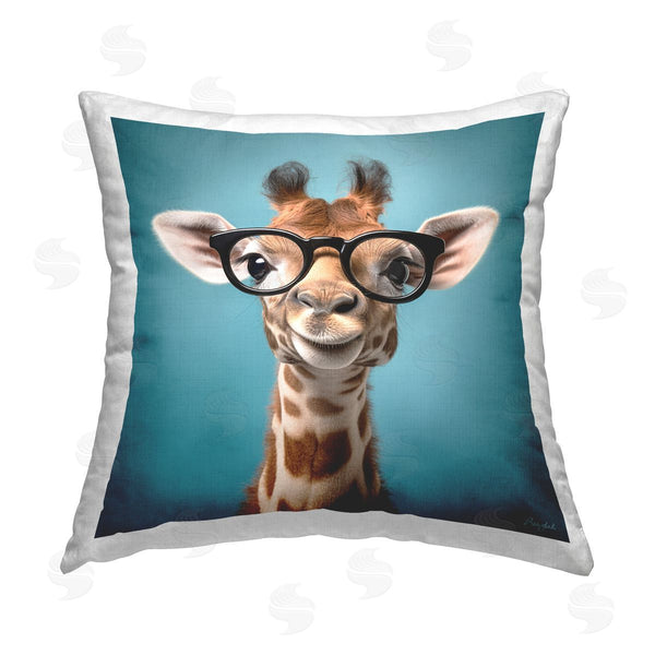 stupell industries Roozbeh | Giraffe & Black Glasses Printed Throw Pillow