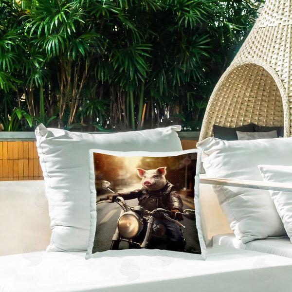 Stupell Industries Roozbeh | Hog Riding Motorcycle Printed Throw Pillow