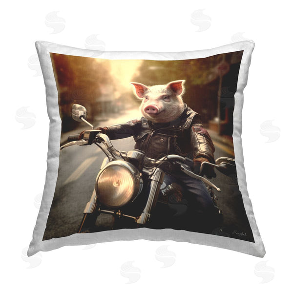 stupell industries Roozbeh | Hog Riding Motorcycle Printed Throw Pillow