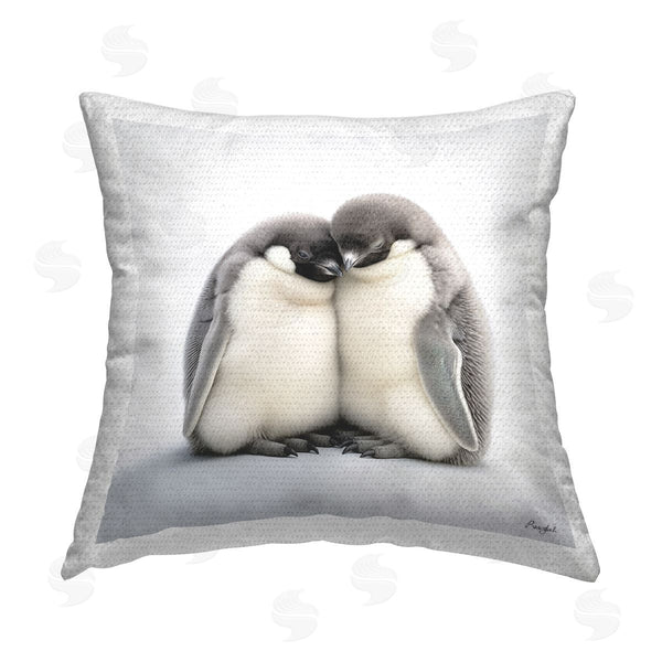 Stupell Industries Roozbeh | Hugging Baby Penguins Printed Throw Pillow