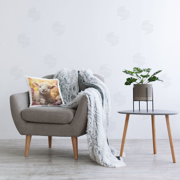 Stupell Industries Roozbeh | Lamb & Flower Meadow Printed Throw Pillow