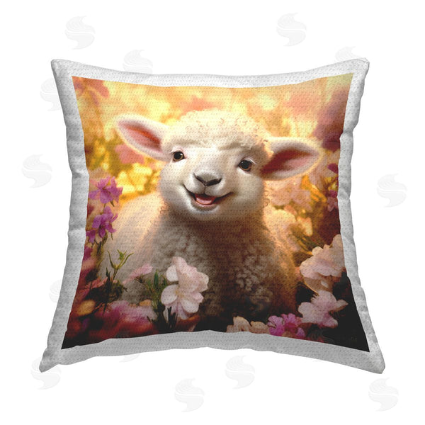 Stupell Industries Roozbeh | Lamb & Flower Meadow Printed Throw Pillow