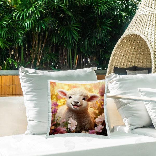 Stupell Industries Roozbeh | Lamb & Flower Meadow Printed Throw Pillow