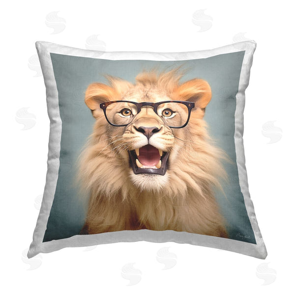 stupell industries Roozbeh | Lion with Black Glasses Printed Throw Pillow