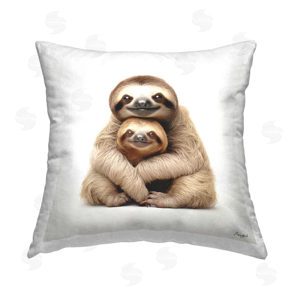 stupell industries Roozbeh | Minimal Hugging Sloths Printed Throw Pillow