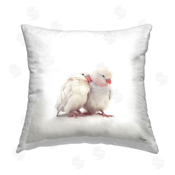 stupell industries Roozbeh | Minimal White Parrots Printed Throw Pillow