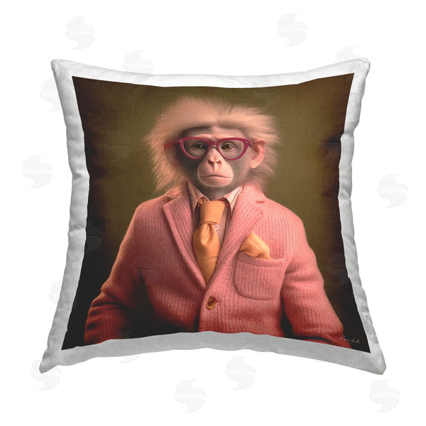 stupell industries Roozbeh | Monkey in Chic Suit Printed Throw Pillow