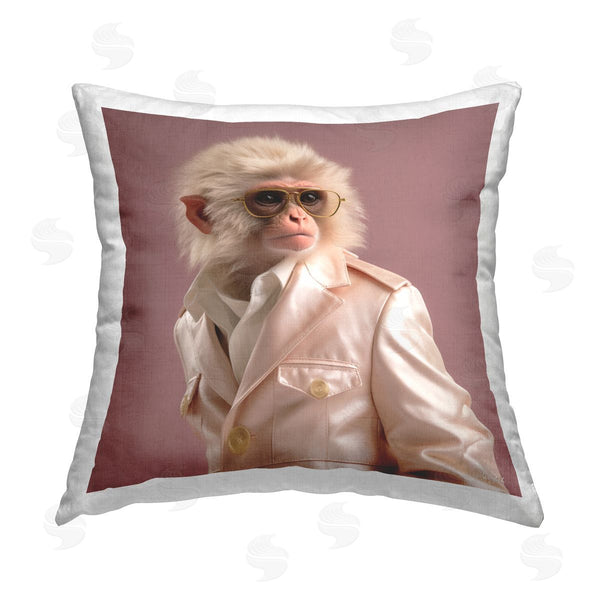 stupell industries Roozbeh | Monkey in Glam Suit Printed Throw Pillow