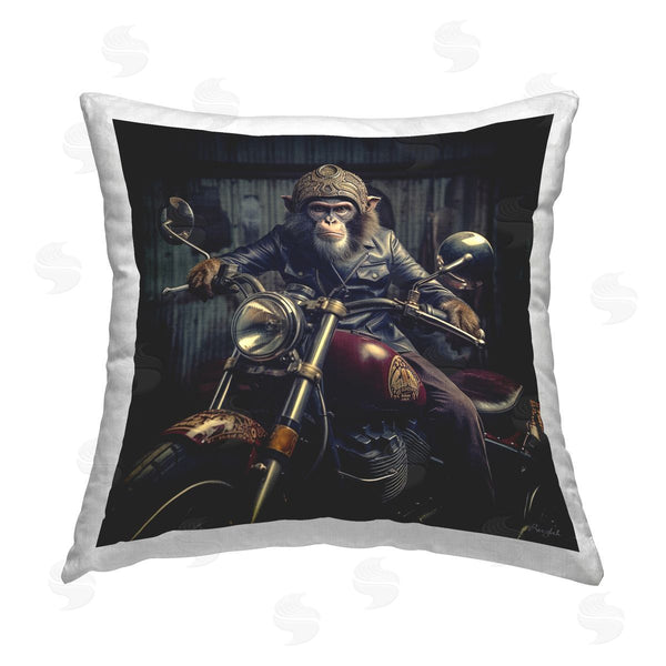 stupell industries Roozbeh | Monkey & Motorcycle Printed Throw Pillow