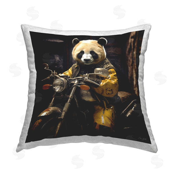 Stupell Industries Roozbeh | Panda On Motorcycle Printed Throw Pillow