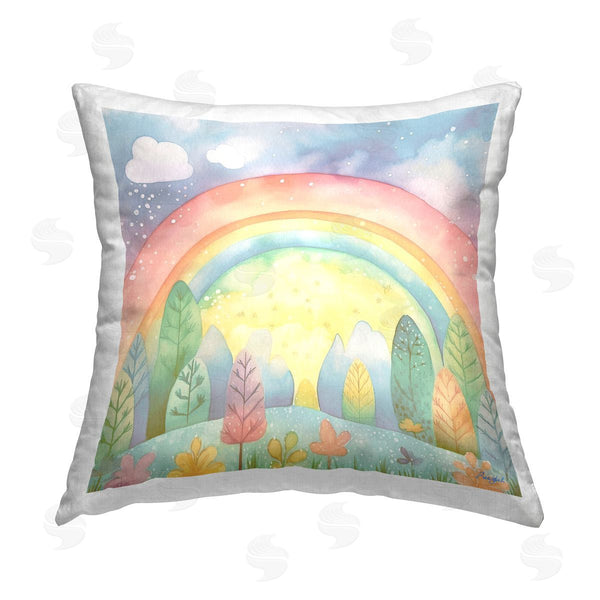 stupell industries Roozbeh | Pastel Rainbow & Rain Clouds Printed Throw Pillow