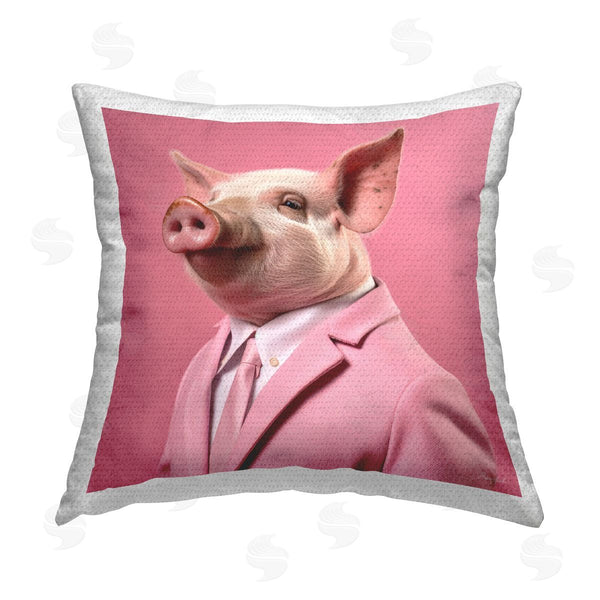 Stupell Industries Roozbeh | Pig & Pink Suit Printed Throw Pillow