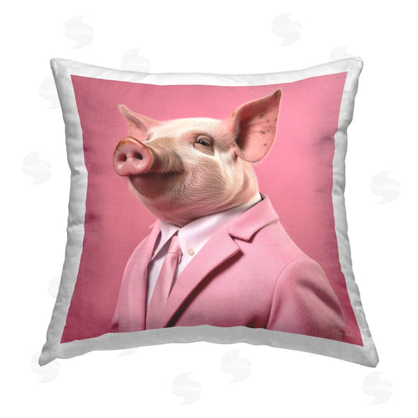 stupell industries Roozbeh | Pig & Pink Suit Printed Throw Pillow