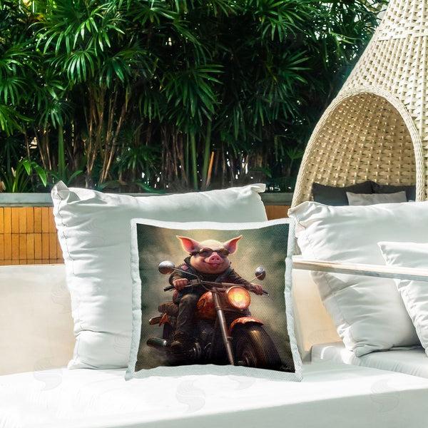 Stupell Industries Roozbeh | Pig Riding Motorcycle Printed Throw Pillow