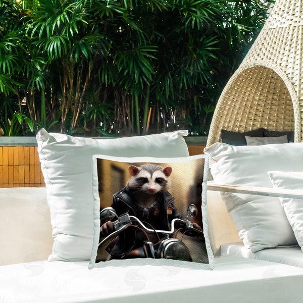 Stupell Industries Roozbeh | Possum On Motorcycle Printed Throw Pillow