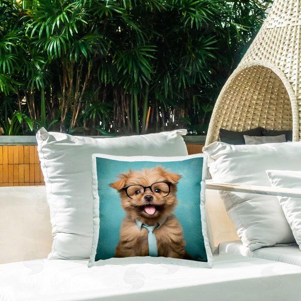 Stupell Industries Roozbeh | Puppy With Tie & Glasses Printed Throw Pillow