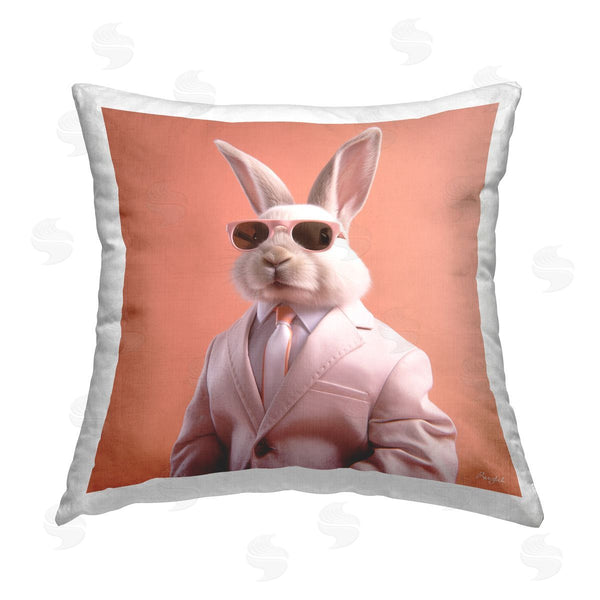 stupell industries Roozbeh | Rabbit in Chic Suit Printed Throw Pillow