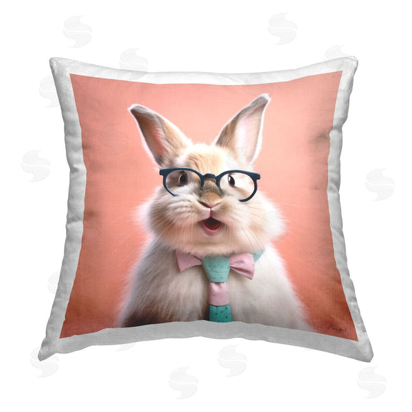stupell industries Roozbeh | Rabbit Wearing Tie Printed Throw Pillow
