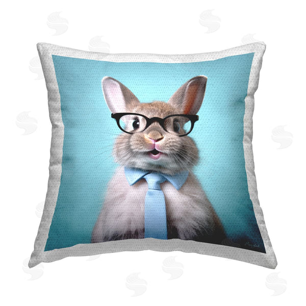 Stupell Industries Roozbeh | Rabbit With Glasses & Tie Printed Throw Pillow