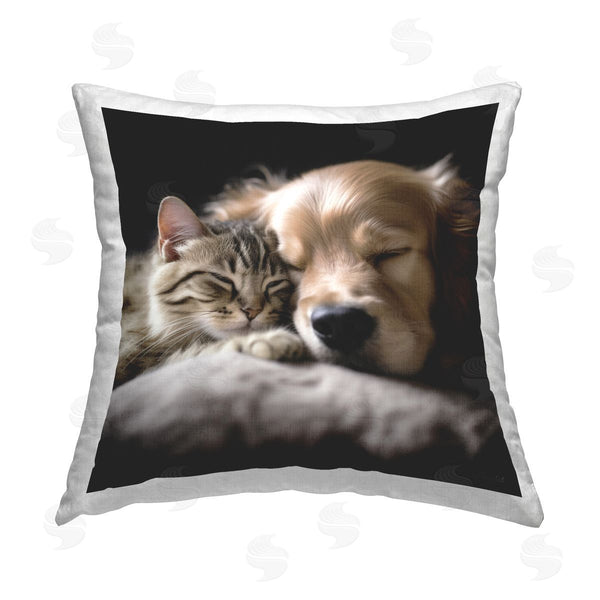 stupell industries Roozbeh | Sleeping Dog & Cat Printed Throw Pillow