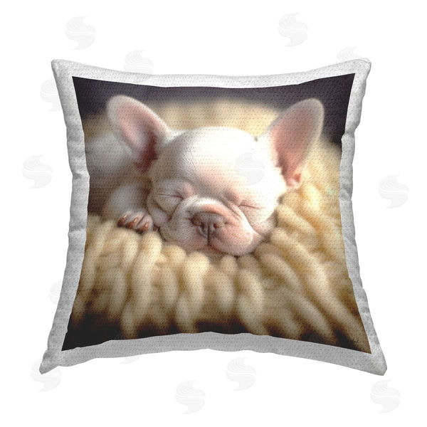 Stupell Industries Roozbeh | Sleeping French Bulldog Puppy Printed Throw Pillow