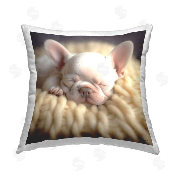 stupell industries Roozbeh | Sleeping French Bulldog Puppy Printed Throw Pillow