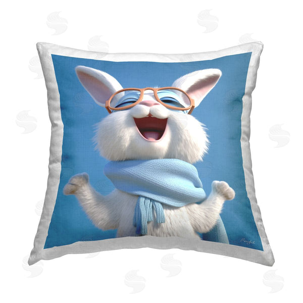 stupell industries Roozbeh | Smiling Cartoon Rabbit Printed Throw Pillow