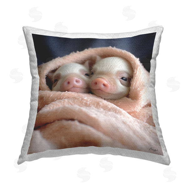 Stupell Industries Roozbeh | Soft Cuddling Piglets Printed Throw Pillow