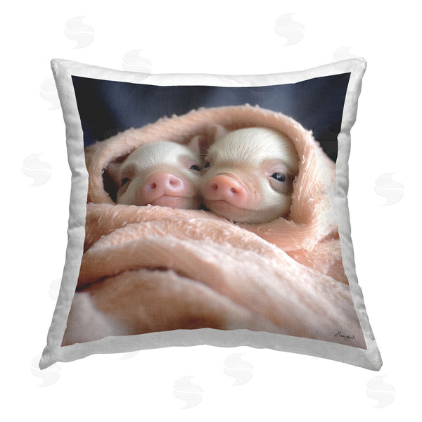 stupell industries Roozbeh | Soft Cuddling Piglets Printed Throw Pillow