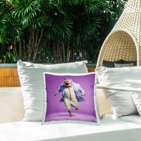Stupell Industries Roozbeh | Stylish Hippo On Purple Printed Throw Pillow