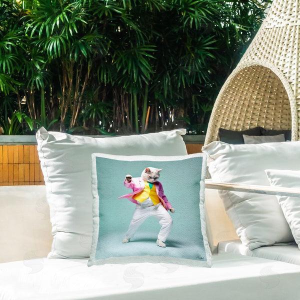 Stupell Industries Roozbeh | Trendy Cat Dancing Printed Throw Pillow