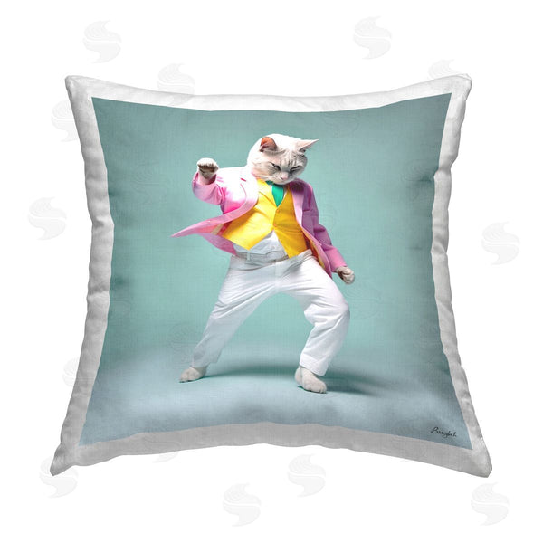 stupell industries Roozbeh | Trendy Cat Dancing Printed Throw Pillow