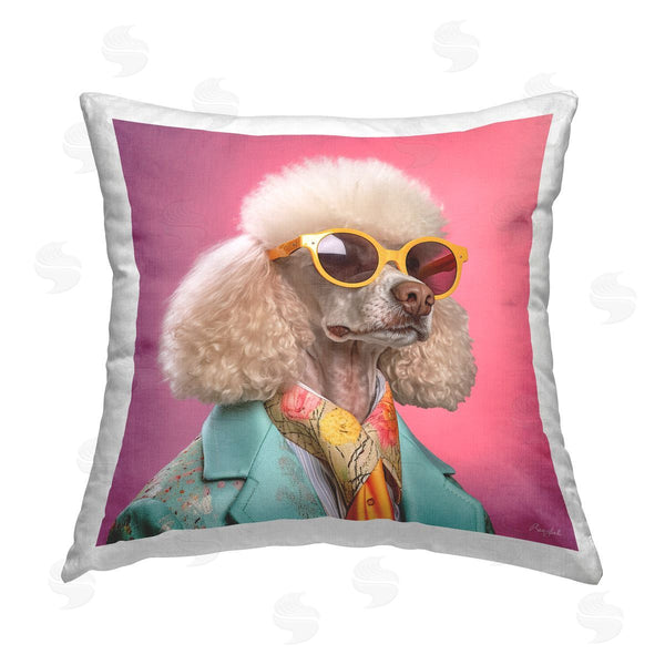 stupell industries Roozbeh | Trendy Poodle Fashion Printed Throw Pillow