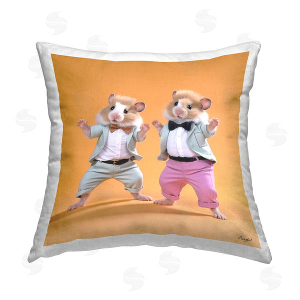 stupell industries Roozbeh | Two Hamsters Dancing Printed Throw Pillow