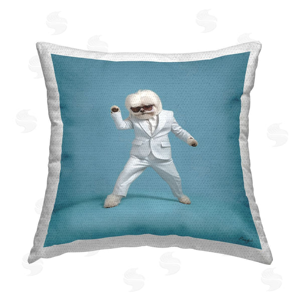 Stupell Industries Roozbeh | White Dog Dancing Printed Throw Pillow