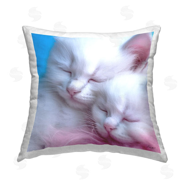stupell industries Roozbeh | White Kittens Cuddling Printed Throw Pillow