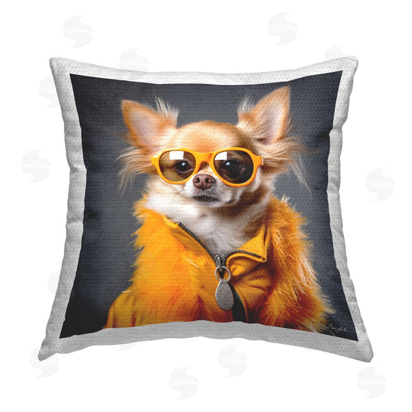 Stupell Industries Roozbeh | Yellow Fashion Chihuahua Printed Throw Pillow