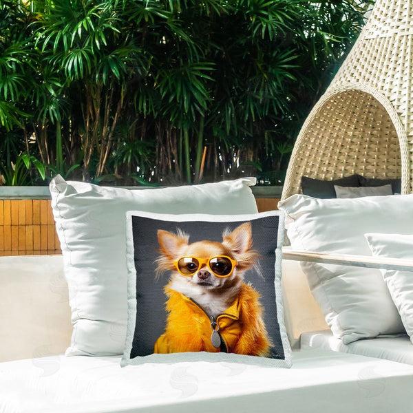 Stupell Industries Roozbeh | Yellow Fashion Chihuahua Printed Throw Pillow