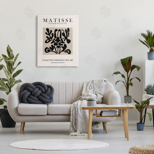 Stupell Industries Ros Ruseva | Abstract Contemporary Black Floral Design Matisse Typography Wall Art