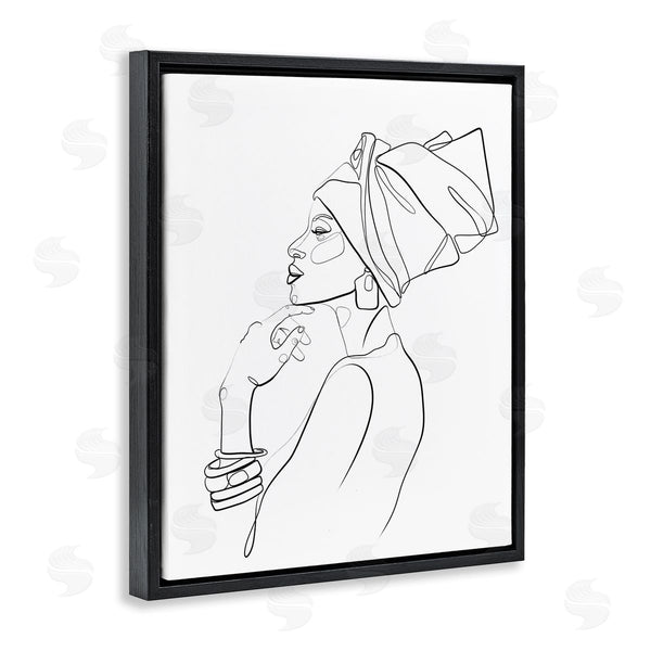 Stupell Industries Ros Ruseva | African American Woman Headwrap Modern Minimal Linework Wall Art