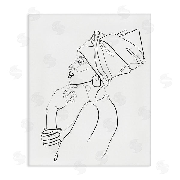 stupell industries Ros Ruseva | African American Woman Headwrap Modern Minimal Linework Wall Art