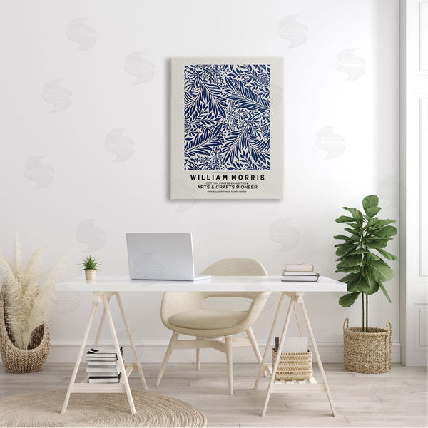 Stupell Industries Ros Ruseva | Blue Floral Leaves Botanical Pattern Exhibition Flyer Wall Art