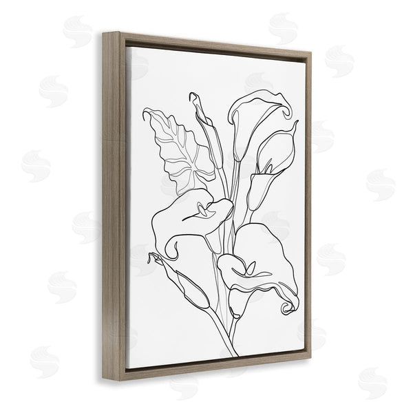 Stupell Industries Ros Ruseva | Calla Lily Floral Stem Modern Minimal Line Drawing Wall Art