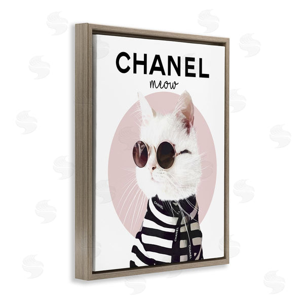 Stupell Industries Ros Ruseva | Chic Kitty Cat Meow Glam Fashion Pink Circle Wall Art