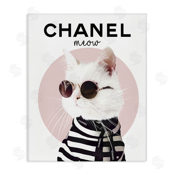 stupell industries Ros Ruseva | Chic Kitty Cat Meow Glam Fashion Pink Circle Wall Art