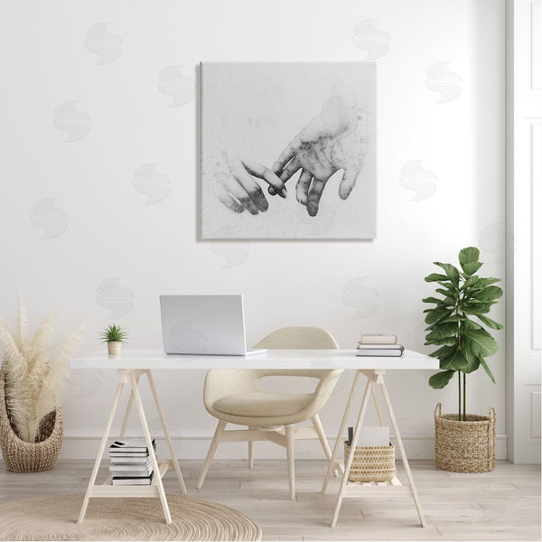 Stupell Industries Ros Ruseva | Classic Monochrome Gentle Holding Hands Couple Design Wall Art