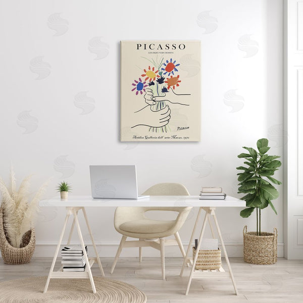 Stupell Industries Ros Ruseva | Classical Picasso Floral Painting Hands Holding Bouquet Wall Art