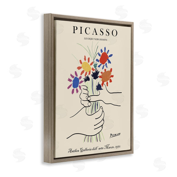 Stupell Industries Ros Ruseva | Classical Picasso Floral Painting Hands Holding Bouquet Wall Art