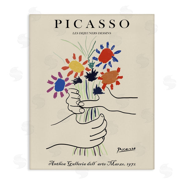 stupell industries Ros Ruseva | Classical Picasso Floral Painting Hands Holding Bouquet Wall Art